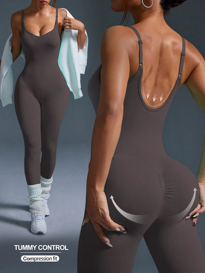 Seamless Open-Back Sport Jumpsuit