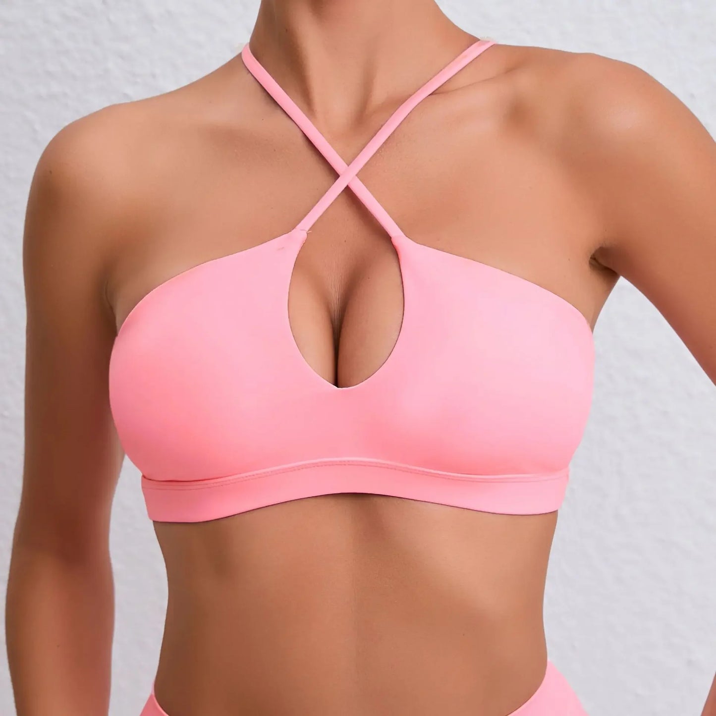 Women's Cross-Back Sports Bra – Padded Breathable Yoga & High-Support Workout Bra