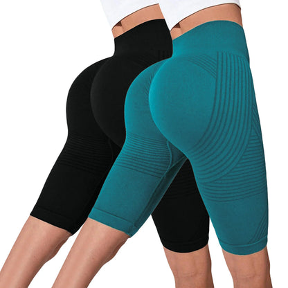 2-Pack Women's High-Waisted Seamless Workout Shorts – Tummy Support Yoga & Fitness Shorts