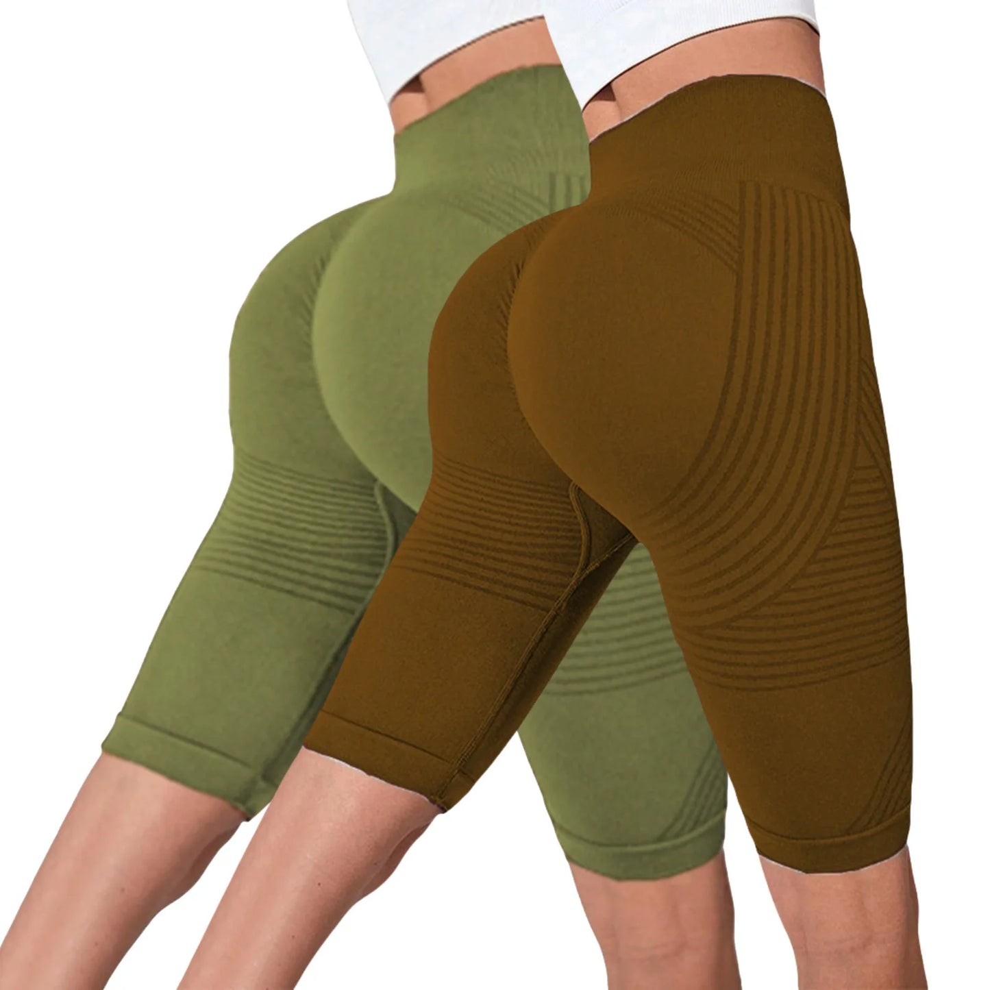 2-Pack Women's High-Waisted Seamless Workout Shorts – Tummy Support Yoga & Fitness Shorts