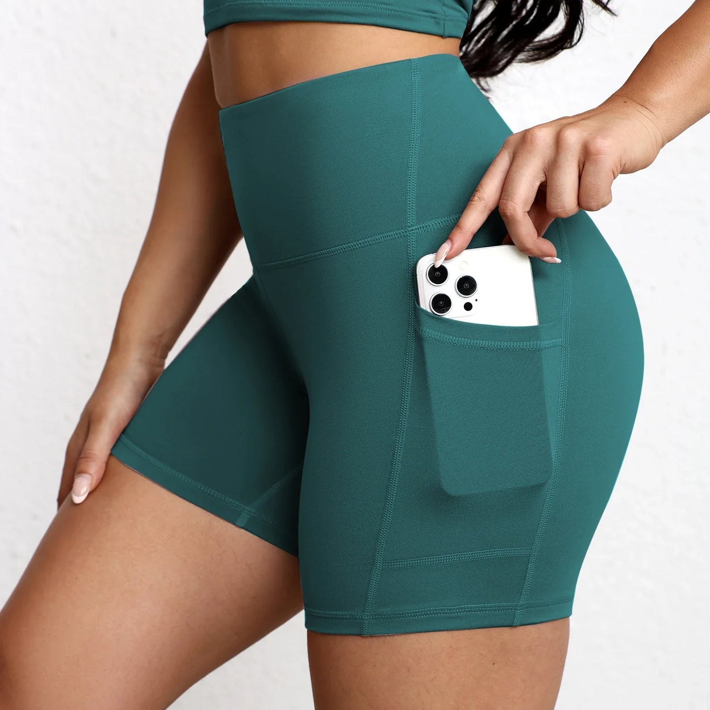 High-Waist Butt-Lifting Yoga Shorts with Pockets