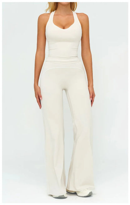 Contrast Trim Yoga Set – Sports Bra & High-Waist Leggings