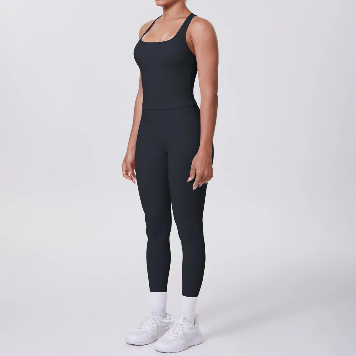 Women's Tummy Control Workout Set – Crossover Back Sports Bra & Leggings