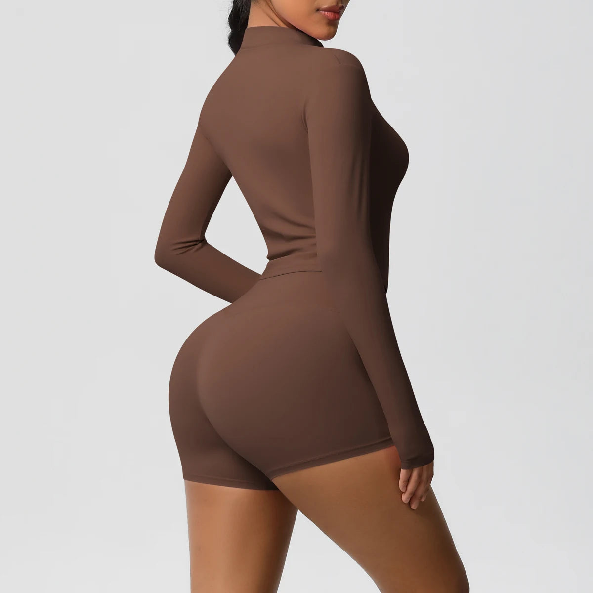 Women’s Zipper Jacket and Scrunch Shorts Workout Set